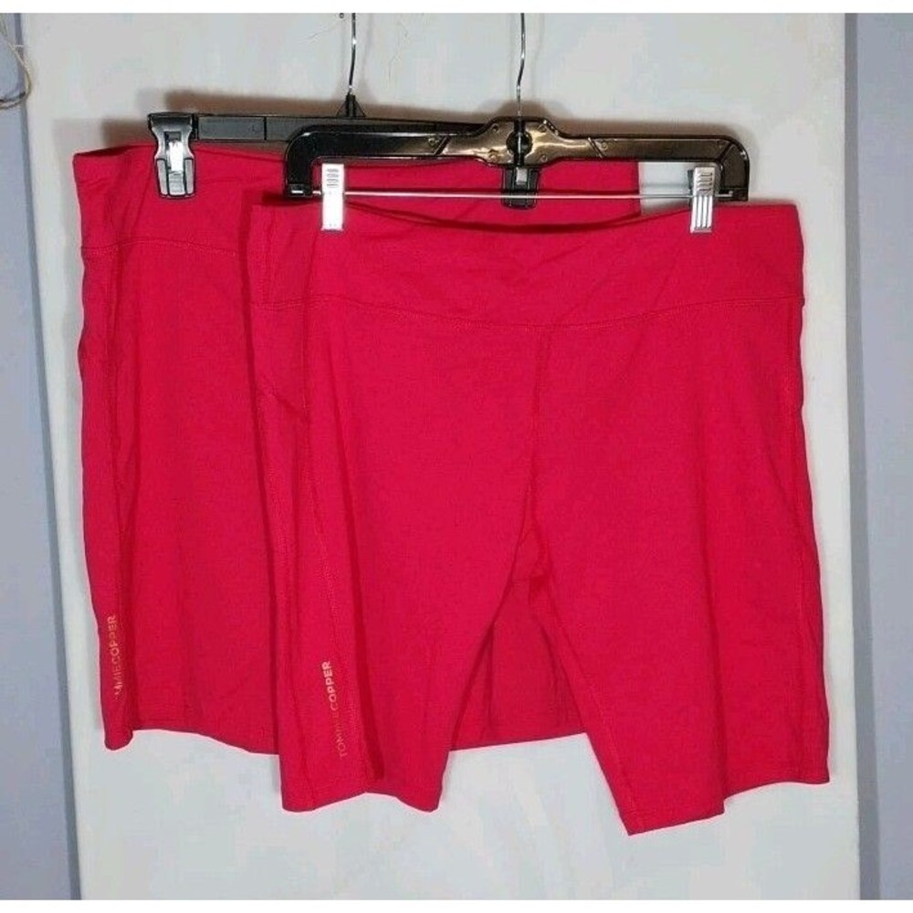 Tommie Copper Pink Athletic Shorts Lot 2 Womens Large Knit Zip Pocket